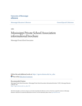 Mississippi Private School Association Informational Brochure Mississippi Private School Association