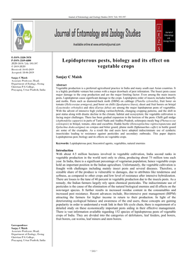 Lepidopterous Pests, Biology and Its Effect on Vegetable Crops