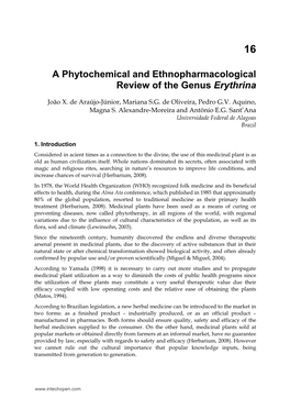 A Phytochemical and Ethnopharmacological Review of the Genus Erythrina