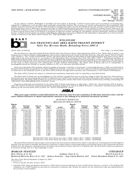 $352,095,000 SAN FRANCISCO BAY AREA RAPID TRANSIT DISTRICT Sales Tax Revenue Bonds, Refunding Series 2005 a MORGAN STANLEY CITIG