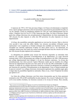 Préface Les Grands Notables Dans Les Départements Belges Paul Janssens L'annexion De 1795 À 1815 Des Provinces Belges À La