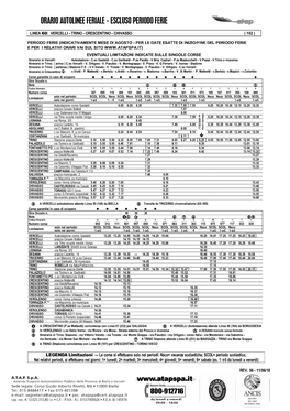 Orario Autolinee Feriale - Escluso Periodo Ferie