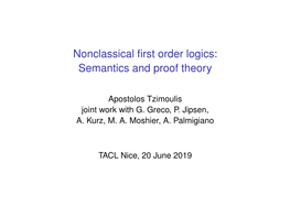 Nonclassical First Order Logics: Semantics and Proof Theory