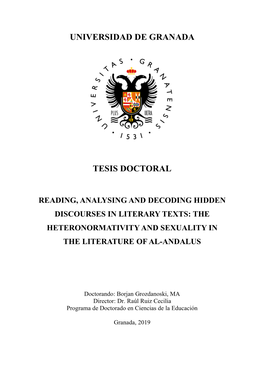 Universidad De Granada Tesis Doctoral