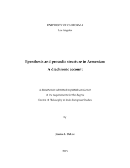 Epenthesis and Prosodic Structure in Armenian