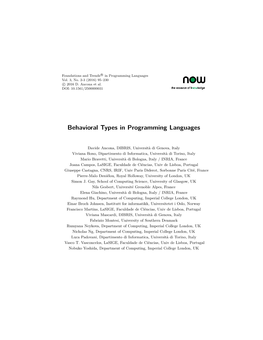 Behavioral Types in Programming Languages