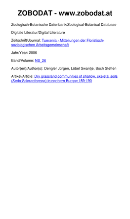 Dry Grassland Communities of Shallow, Skeletal Soils