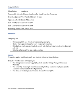 Copyright Policy Classification: Academic