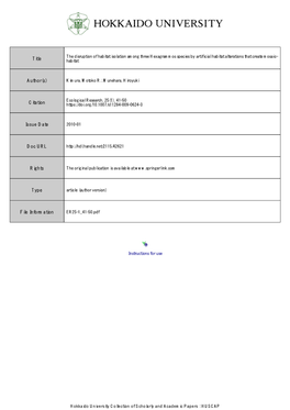 The Disruption of Habitat Isolation Among Three Hexagrammos Species by Artificial Habitat Alterations That Create Mosaic- Title Habitat