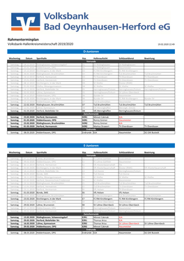 Rahmenterminplan Volksbank‐Hallenkreismeisterschaft 2019/2020 19.02.2020 22:49