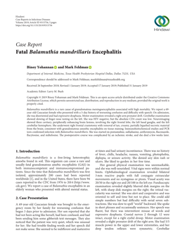 Fatal Balamuthia Mandrillaris Encephalitis