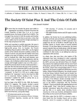 The Society of Saint Pius X and the Crisis of Faith