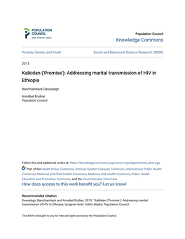 Addressing Marital Transmission of HIV in Ethiopia