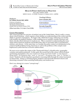 Rockefeller Center at Dartmouth College Course Description