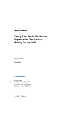 Nathan Dam Fitzroy River Turtle Distribution, Reproductive