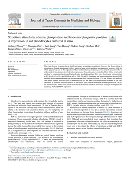 Journal of Trace Elements in Medicine and Biology Strontium Stimulates