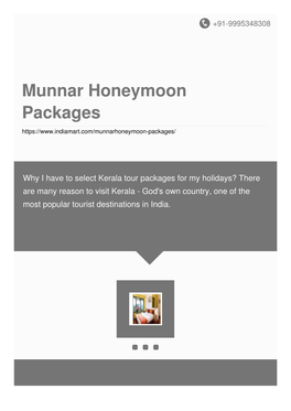 Munnar Honeymoon Packages