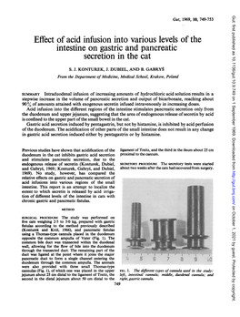 Effect of Acid Infusion Into Various Levels of the Intestine on Gastric and Pancreatic Secretion in the Cat