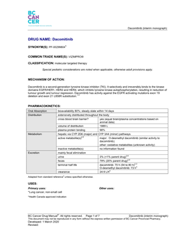 Dacomitinib (Interim Monograph)