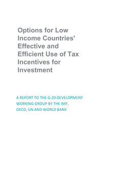 Countries' Effective and Efficient Use of Tax Incentives for Investment