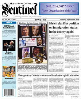 THE MONTGOMERY COUNTY SENTINEL SEPTEMBER 5, 2019 EFLECTIONS the Montgomery County Sentinel, R Published Weekly by Berlyn Inc