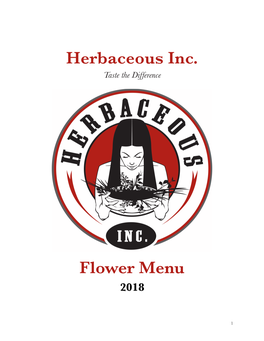 Herbaceous Inc. Flower Menu