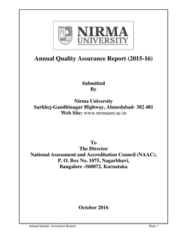 Annual Quality Assurance Report (2015-16)