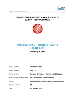 INTERMODAL TRANSHIPMENT INTERFACES Working Paper