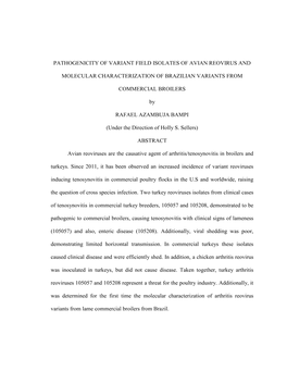 Pathogenicity of Variant Field Isolates of Avian Reovirus And