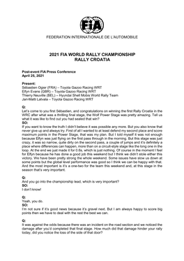 2021 Fia World Rally Championship Rally Croatia