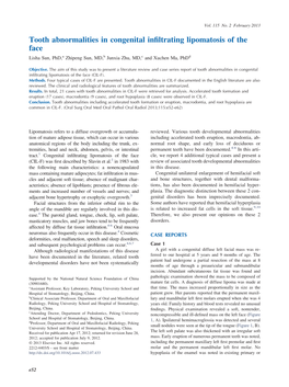 Tooth Abnormalities in Congenital Infiltrating Lipomatosis of the Face