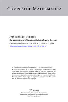 An Improvement of the Quantitative Subspace Theorem Compositio Mathematica, Tome 101, No 3 (1996), P