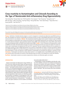 Cross-Reactivity to Acetaminophen and Celecoxib According to The