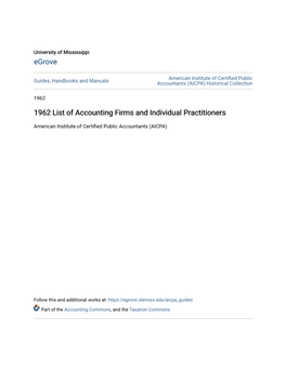 1962 List of Accounting Firms and Individual Practitioners