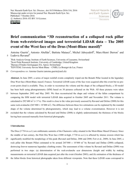 3D Reconstruction of a Collapsed Rock Pillar from Web-Retrieved