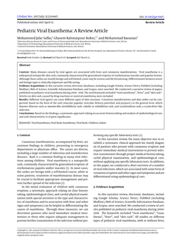 Pediatric Viral Exanthema: a Review Article