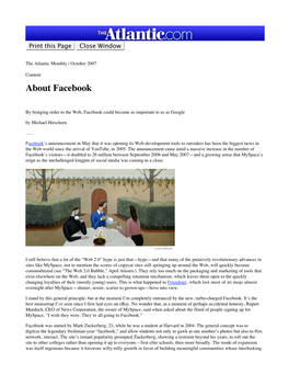 The Atlantic Online | October 2007 | About Facebook | Michael Hirschorn