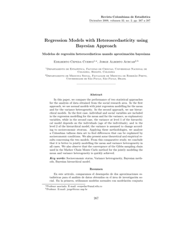 Regression Models with Heteroscedasticity Using Bayesian Approach