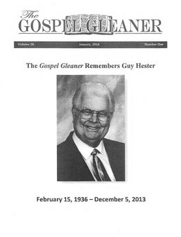 The Gospel Gleaner Remembers Guy Hester