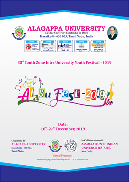 ALAGAPPA UNIVERSITY ALAGAPPA UNIVERSITY (A State University Established in 1985) Karaikudi - 630 003, Tamil Nadu, India