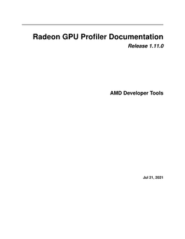 Radeon GPU Profiler Documentation
