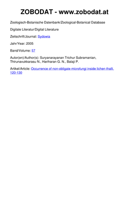 Occurrence of Non-Obligate Microfungi Inside Lichen Thalli