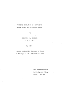 Numerical Simulation of Excavations Within Jointed Rock of Infinite Extent