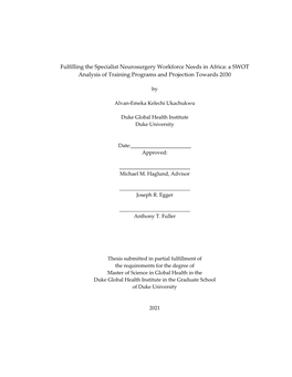 Fulfilling the Specialist Neurosurgery Workforce Needs in Africa: a SWOT Analysis of Training Programs and Projection Towards 2030