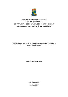 Universidade Federal Do Ceará Centro De Ciências Departamento De Bioquímica E Biologia Molecular Programa De Pós-Graduação Em Bioquímica