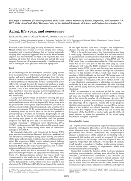 Aging, Life Span, and Senescence