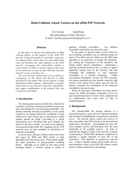 Hash Collision Attack Vectors on the Ed2k P2P Network