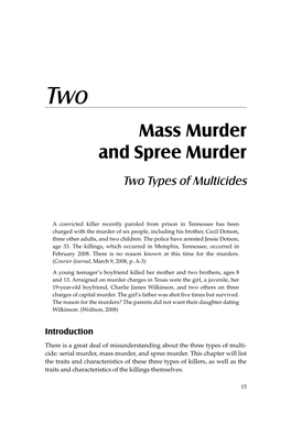 Mass Murder and Spree Murder