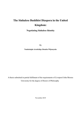 The Sinhalese Diaspora in the United Kingdom