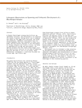 Laboratory Observations on Spawning and Embryonic Development of a Blue-Ringed Octopus